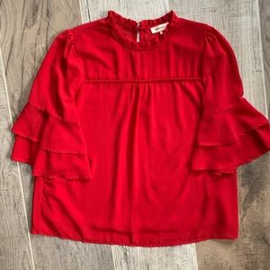 Red High Neck Blouse